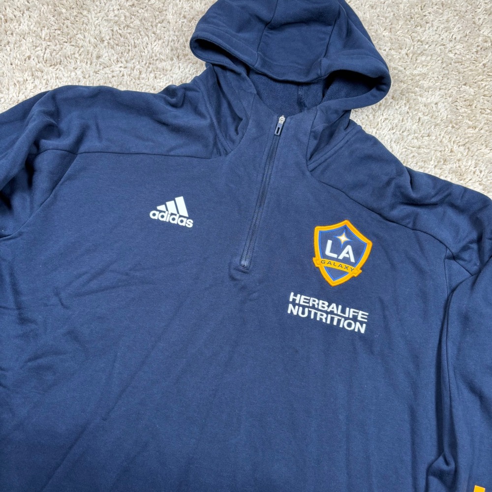 Adidas LA Galaxy Hoodie Mens 2XL Navy 1/4 Zip Pullover Soccer FI1516